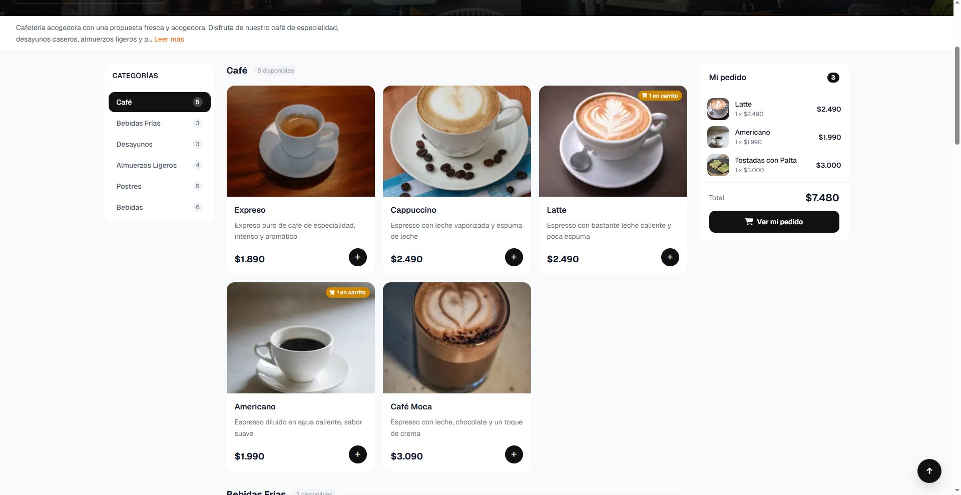 Tienda online del restaurante con carta y despacho a domicilio